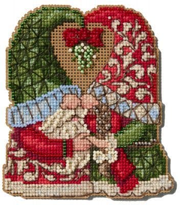 Mill Hill Jim Shore Gnomes Mistletoe Couple beaded cross stitch kit