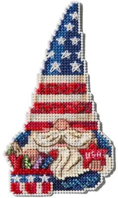 Mill Hill Jim Shore Patriotic Gnome beaded cross stitch kit