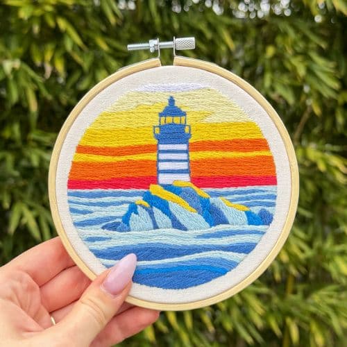 Milpoint Lighthouse at Dusk Freestyle embroidery kit