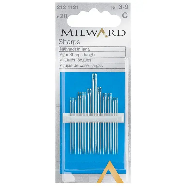 Milward Sharps needles size 3-9 - Pack of 20