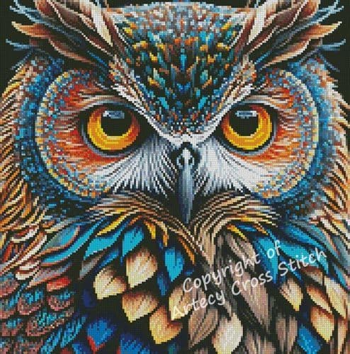 Mini Abstract Owl by Artecy printed cross stitch chart