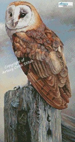 Mini Barn Owl on a Post by Artecy printed cross stitch chart