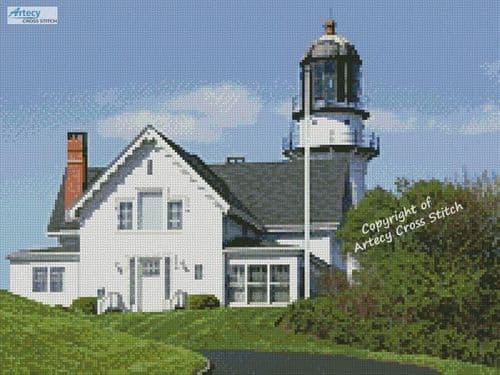 Mini Cape Elizabeth Lighthouse by Artecy printed cross stitch chart