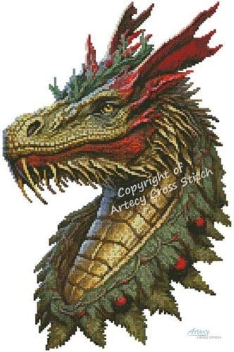 Mini Christmas Dragon by Artecy printed cross stitch chart