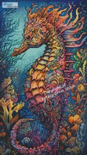 Mini Colourful Abstract Seahorse by Artecy printed cross stitch chart