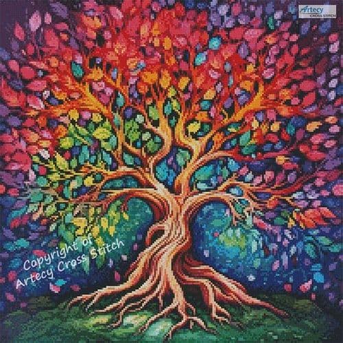Mini Colourful Tree by Artecy printed cross stitch chart