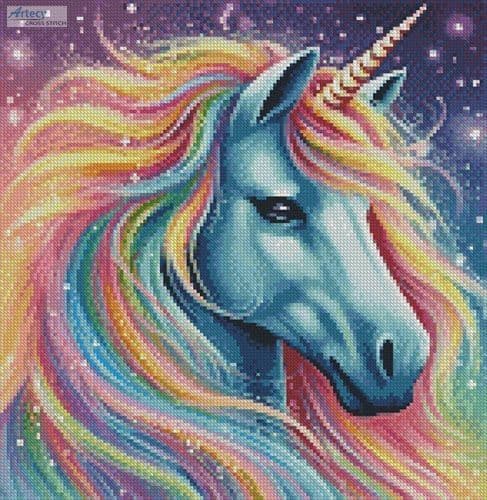 Mini Cute Rainbow Unicorn 2 by Artecy printed cross stitch chart