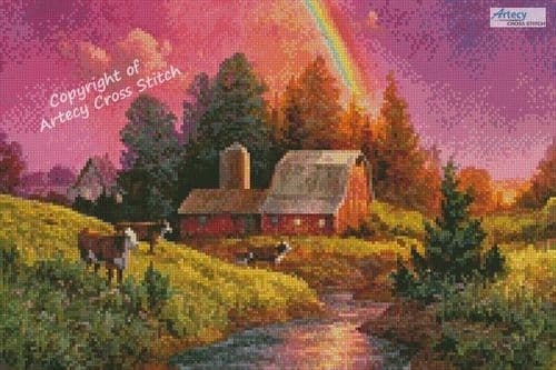 Mini Farm after the Rain by Artecy printed cross stitch chart