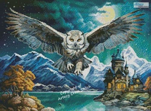 Mini Flight of a Night Owl by Artecy printed cross stitch chart