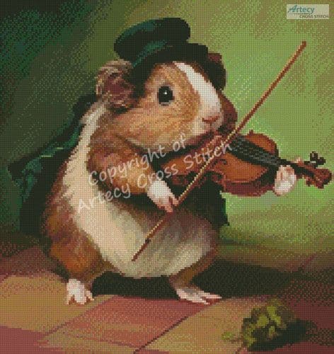 Mini Guinea Pig Playing Violin by Artecy printed cross stitch chart