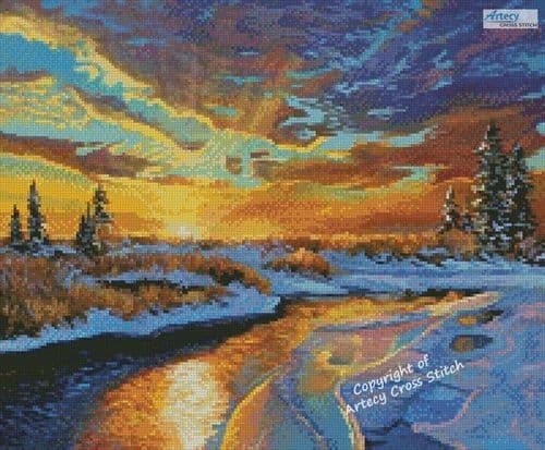 Mini January Sunrise by Artecy printed cross stitch chart