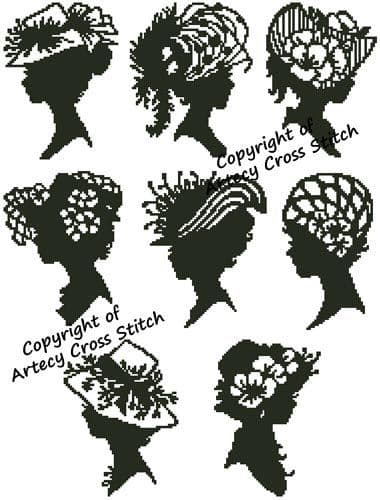 Mini Lady Silhouettes 2 by Artecy printed cross stitch chart