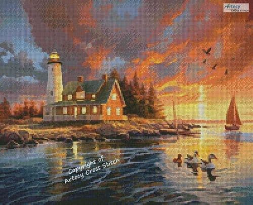 Mini Lighthouse Inlet by Artecy printed cross stitch chart
