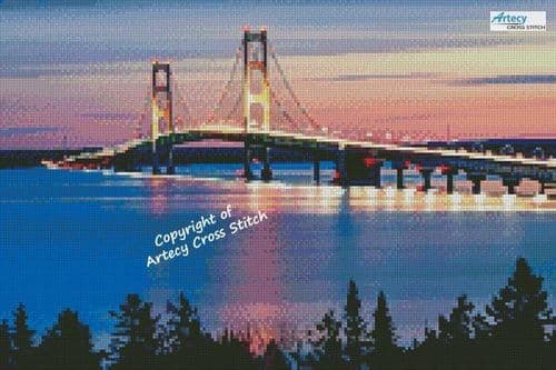 Mini Mackinac Bridge by Artecy printed cross stitch chart