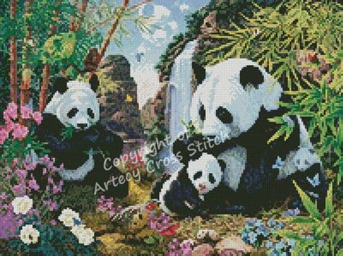 Mini Panda Valley by Artecy printed cross stitch chart