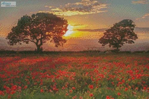Mini Poppies Sunset by Artecy printed cross stitch chart
