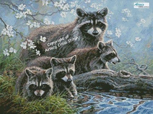 Mini Raccoon Family by Artecy printed cross stitch chart