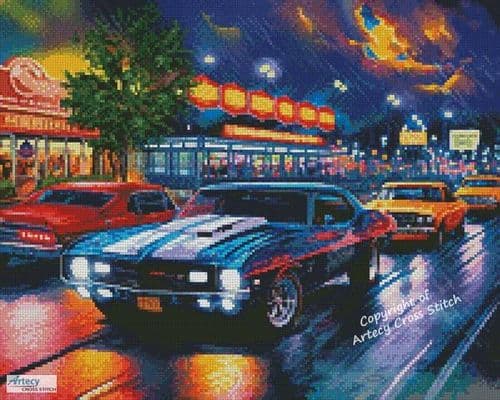 Mini Rain on the Boulevard by Artecy printed cross stitch chart