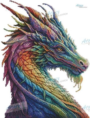 Mini Rainbow Dragon 2 (No Background) by Artecy printed cross stitch chart