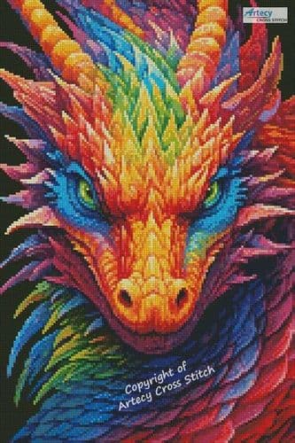 Mini Rainbow Dragon 3 by Artecy printed cross stitch chart