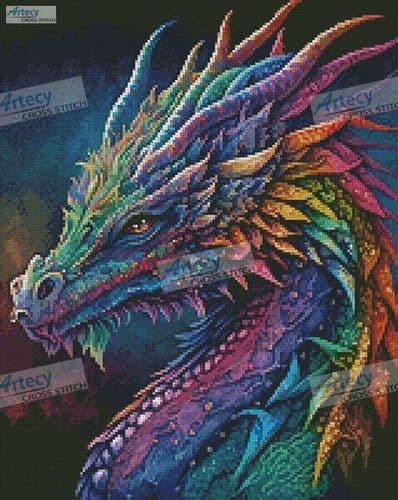 Mini Rainbow Dragon by Artecy printed cross stitch chart