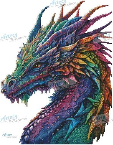 Mini Rainbow Dragon (No Background) by Artecy printed cross stitch chart