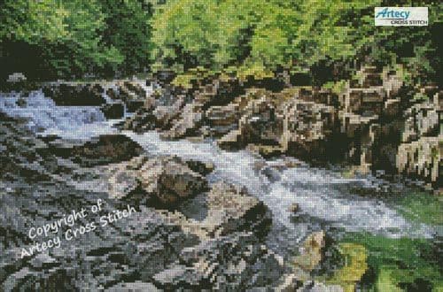 Mini River on the Rocks by Artecy printed cross stitch chart