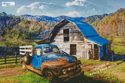 Mini Rusty Truck in Blue by Artecy printed cross stitch chart