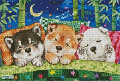 Mini Shiba Puppies Happy Dreams by Artecy printed cross stitch chart