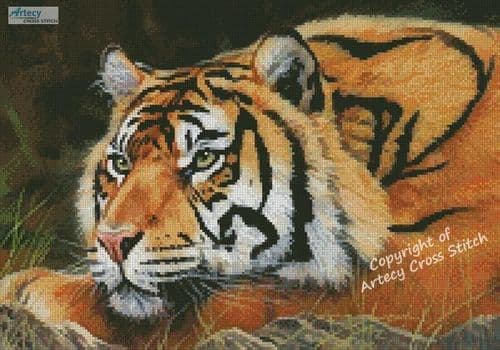 Mini Sumatran Tiger Resting by Artecy printed cross stitch chart
