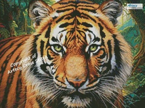 Mini Tiger Close Up Portrait by Artecy printed cross stitch chart