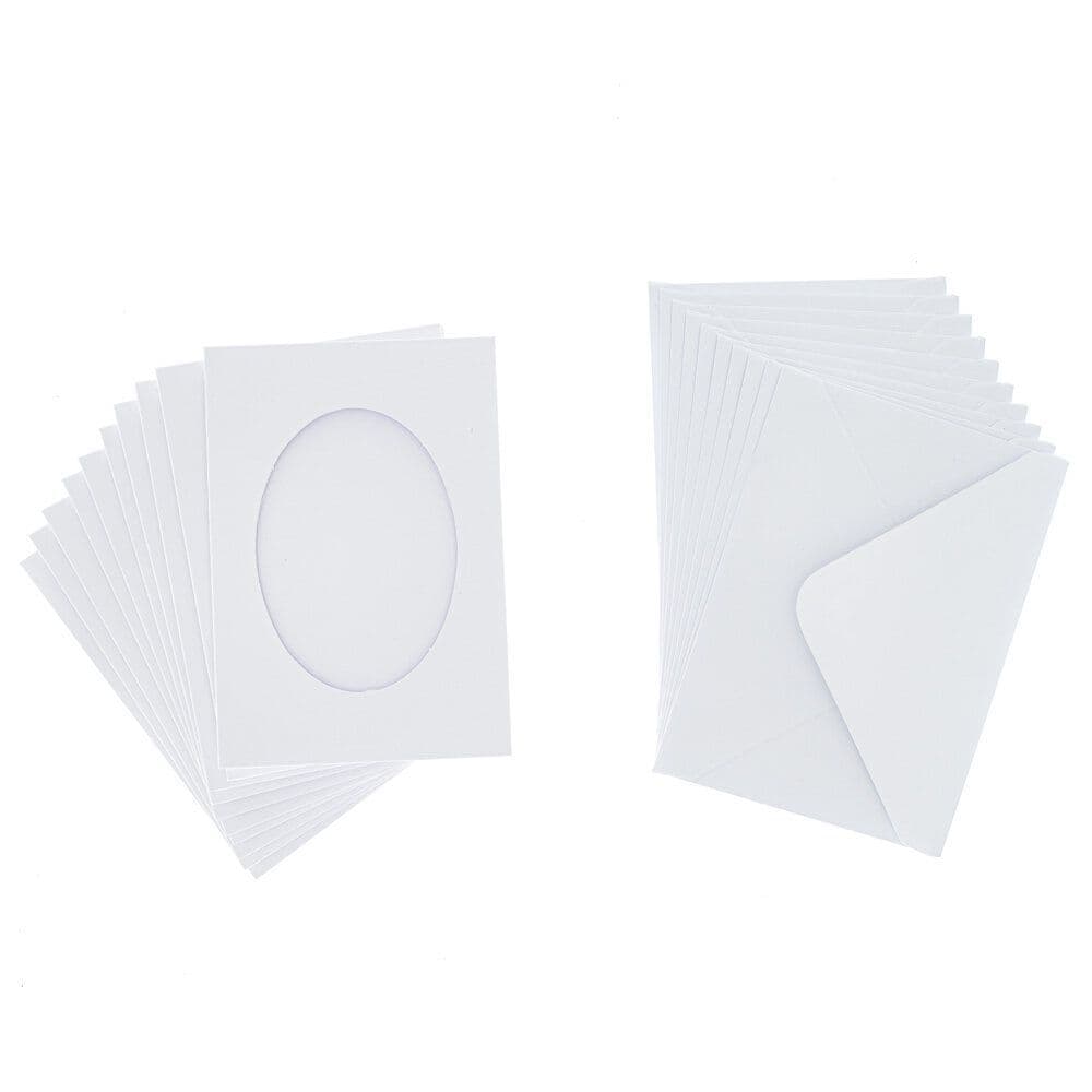 Mini Trifold White Oval Aperture Cards & Envelopes 10 Pack