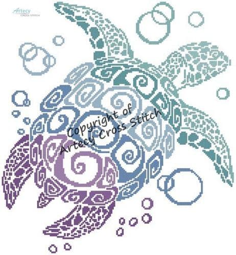 Mini Turtle Silhouette by Artecy printed cross stitch chart