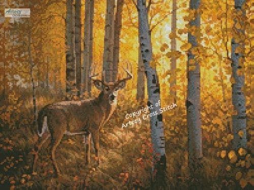 Mini Whitetail in Aspens by Artecy printed cross stitch chart