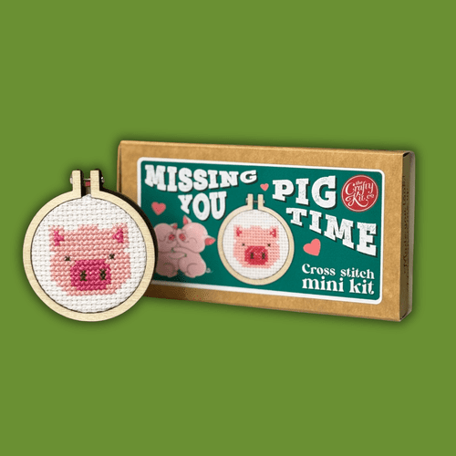 Missing You Pig Time Matchbox Mini Cross Stitch Kit