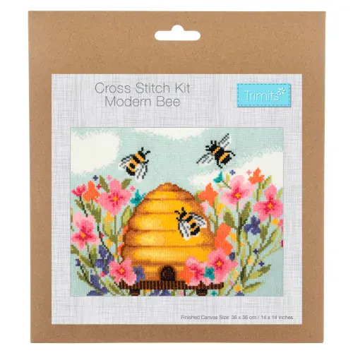 Modern Bee cross stitch kit