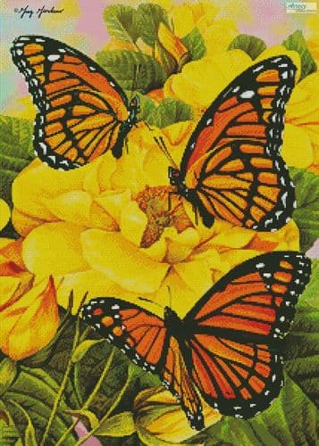 Monarch Butterflies by Artecy printed cross stitch chart