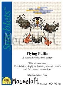 Mouseloft Flying Puffin Stitchlets cross stitch kit