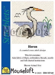 Mouseloft Heron Stitchlets cross stitch kit