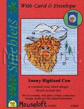 Mouseloft Snowy Highland Cow Card Christmas Stitchlets cross stitch kit (1)