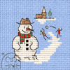 Mouseloft Village Snowman Card Christmas Stitchlets cross stitch kit