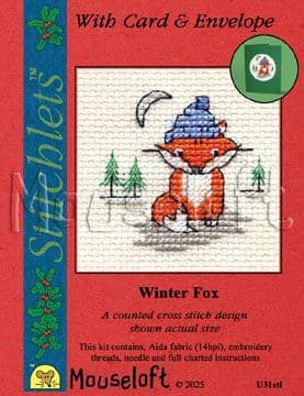 Mouseloft Winter Fox Card Christmas Stitchlets cross stitch kit