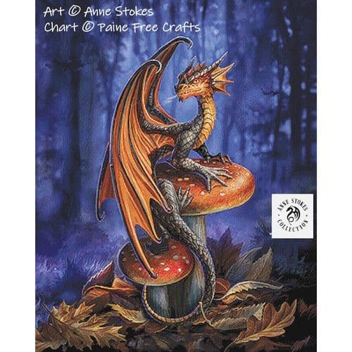 Mushroom Dragon (Anne Stokes) by Paine Free Crafts printed cross stitch chart