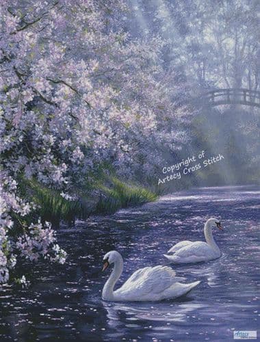 Mute Swans 2 (Large) by Artecy printed cross stitch chart