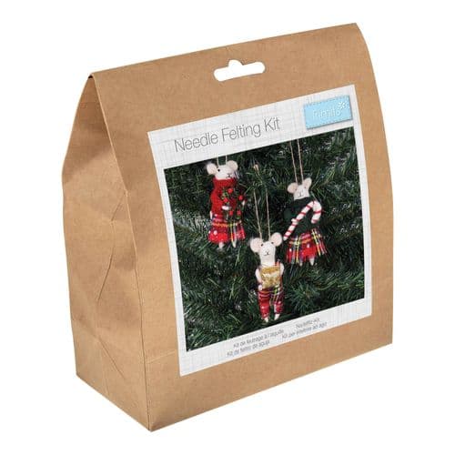 Needle Felting Kit: Mice Tartan Trio