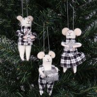 Needle Felting Kit:  Mono Tartan Mice Trio