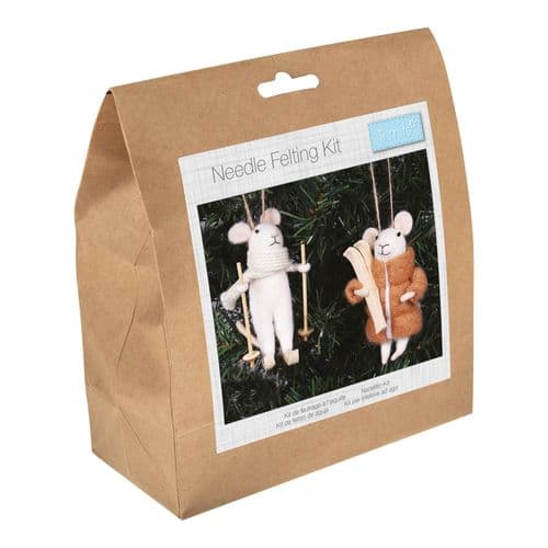 Needle Felting Kit: Winter Sports Mice Duo