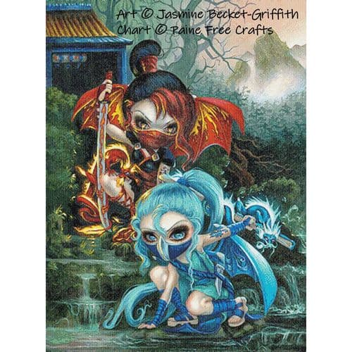Ninja Dragonlings by Paine Free Crafts printed cross stitch chart