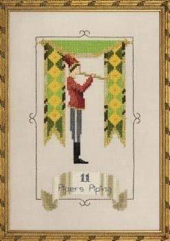 Nora Corbett Eleven Pipers Piping printed cross stitch chart