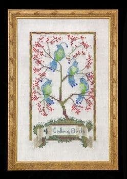 Nora Corbett Four Calling Birds printed cross stitch chart